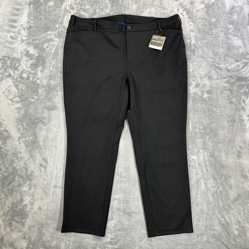 New Eddie Bauer Travex Curvy Travel Pants Womens 24W Black Straight Leg Hiking